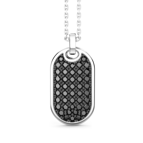 Collier Zancan en argent avec pendentif plaque et pierres noires.