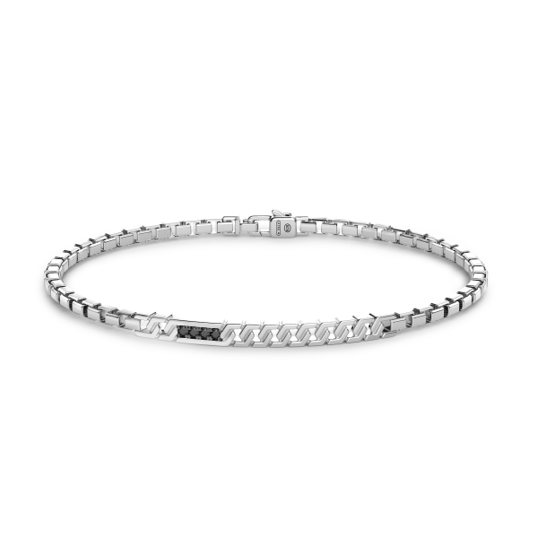 Bracciale da uomo Zancan in argento con pietre nere.