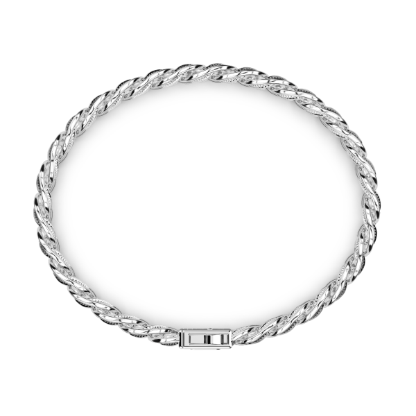 Bracciale groumette uomo in argento 925 con maglia striata nera