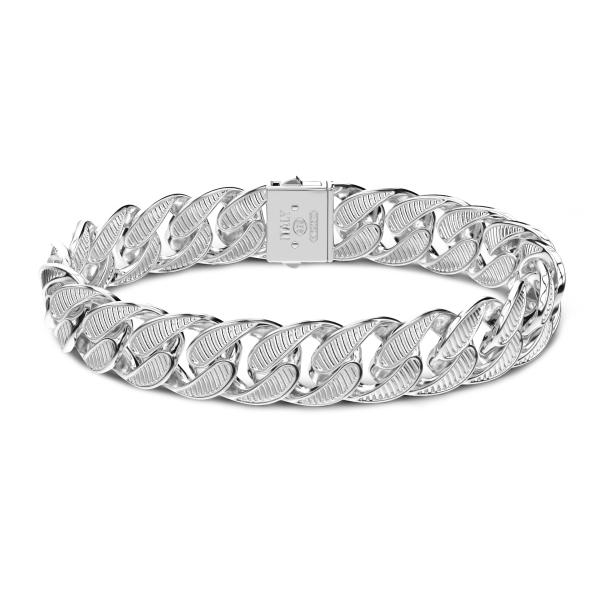 Bracciale groumette Zancan in argento 925 con maglia larga striata.