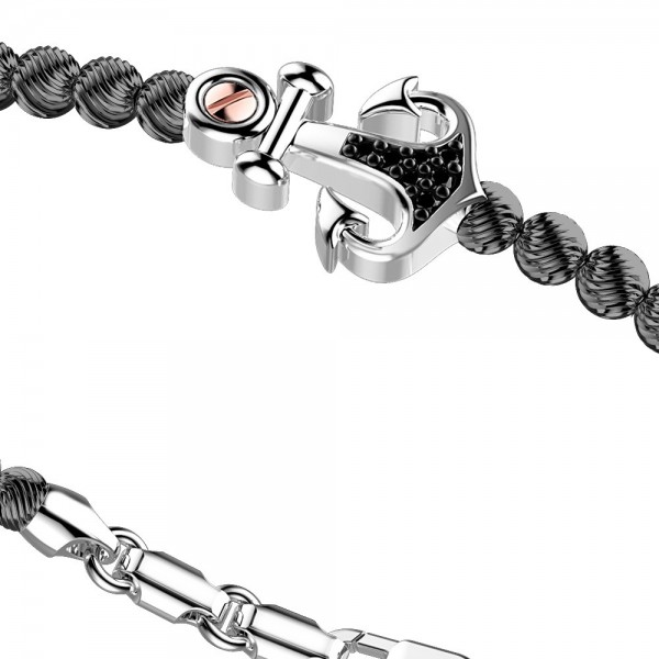 Silver Bracelet with black spinels and rose gold details