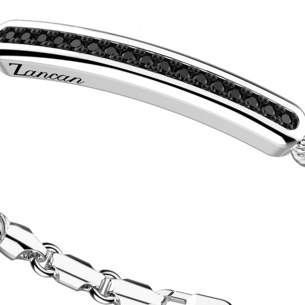 Bracciale in argento e spinelli neri con sfere decorate.