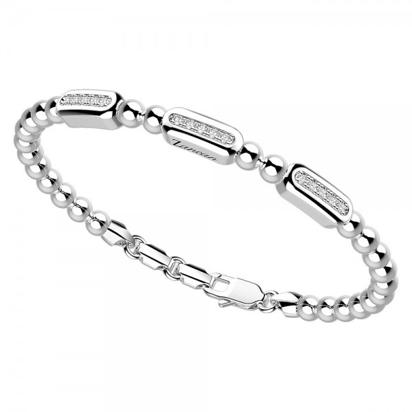 Bracciale in argento con sfere e 3 placchette di zaffiri.