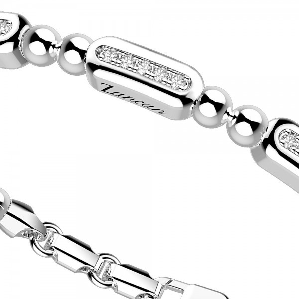 Bracciale in argento con sfere e 3 placchette di zaffiri.