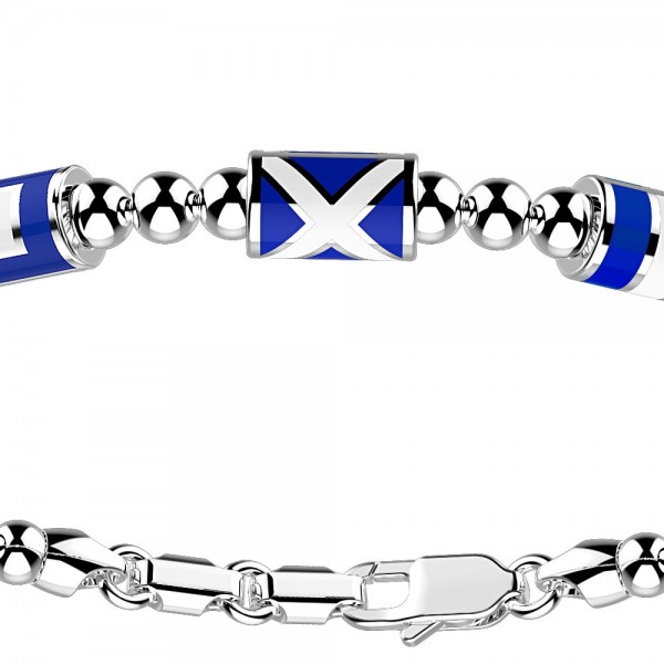 Bracciale in argento con sfere e 3 bandiere marine.