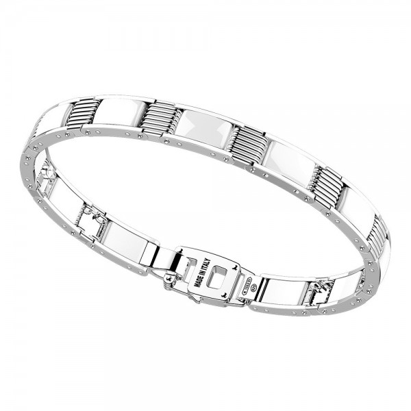 Silver and white ceramic bracelt