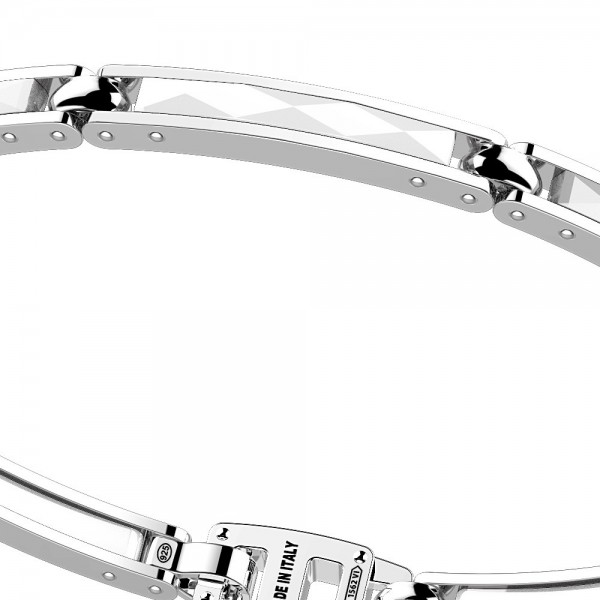 Bracciale in argento con maglie in ceramica e raccordi bruniti.