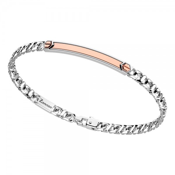 Bracciale in argento con inserto in oro rosa.