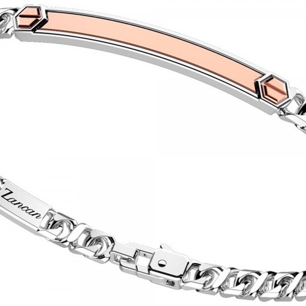 Bracciale in argento con inserto in oro rosa.