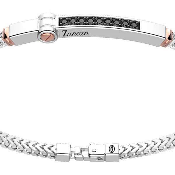 Silver bracelet with rose gold insert and stones.