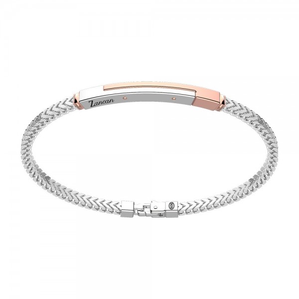 Silver bracelet with rose gold insert.