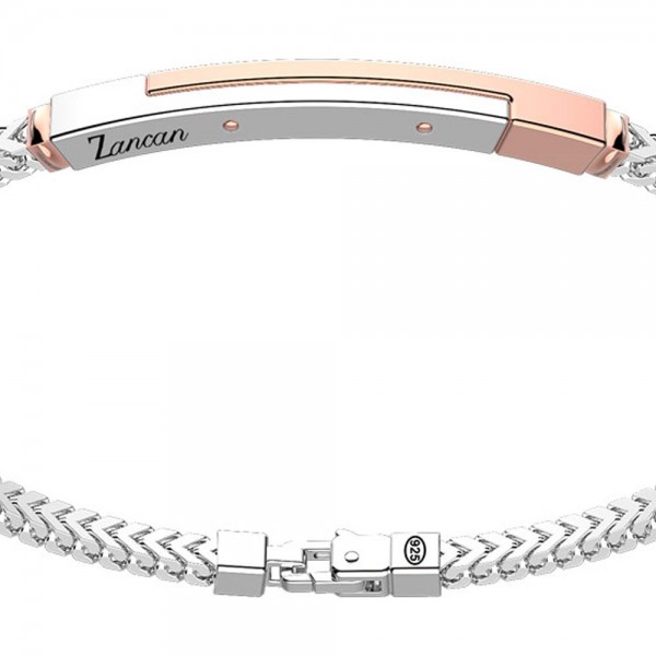 Silver bracelet with rose gold insert.