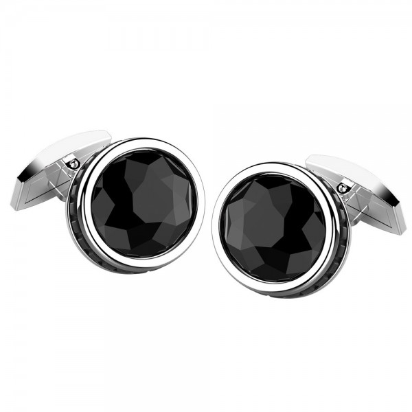 Silver round cufflinks.