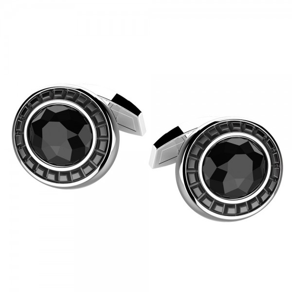 Silver round cufflinks.