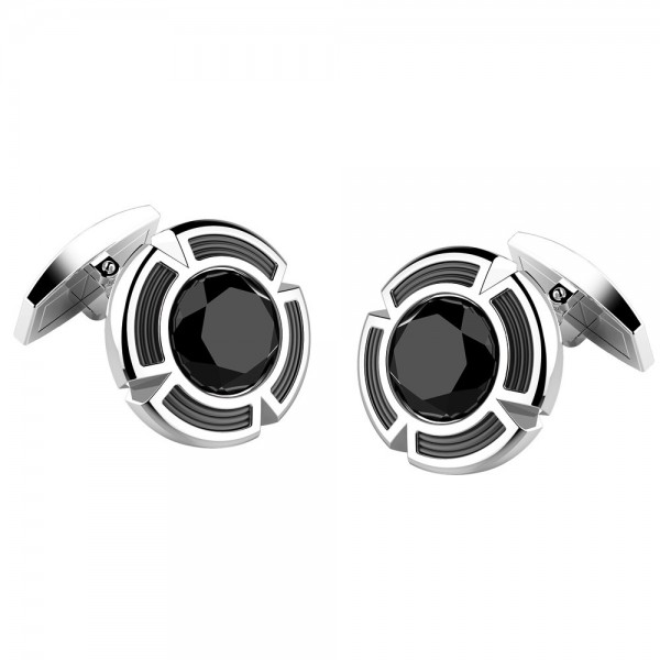 Silver round cufflinks.