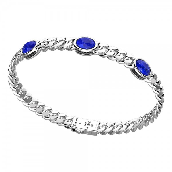 Bracciale in argento con tre pietre Lapis