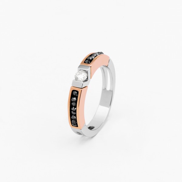 White and rose gold men's ring