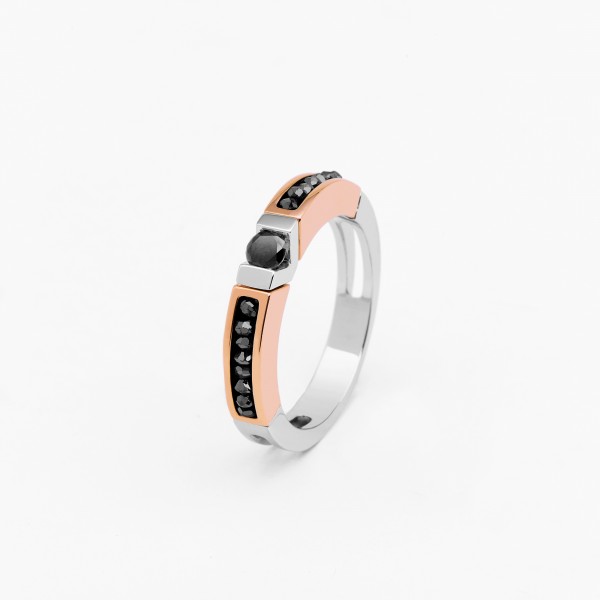 White and rose gold men's ring