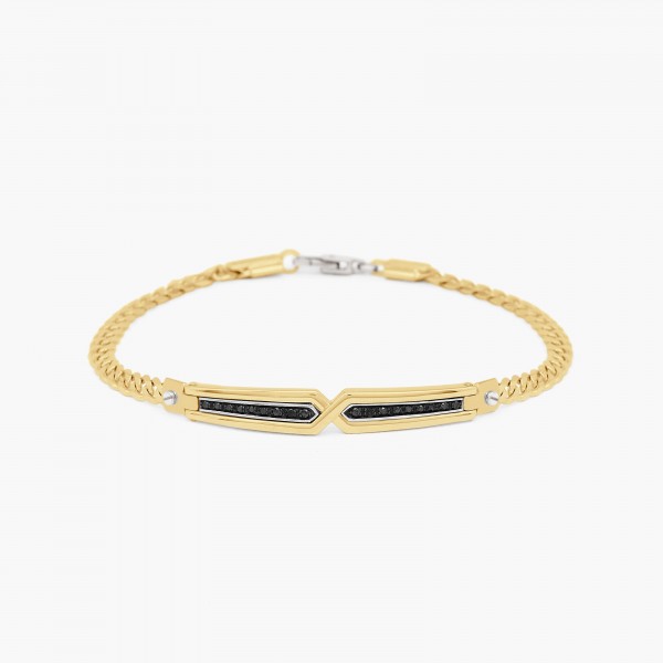 Yellow gold men's bracelet, with geometric design.