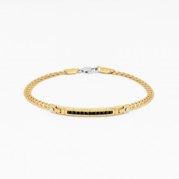 Bracciale da uomo in oro giallo con dettagli in oro bianco.