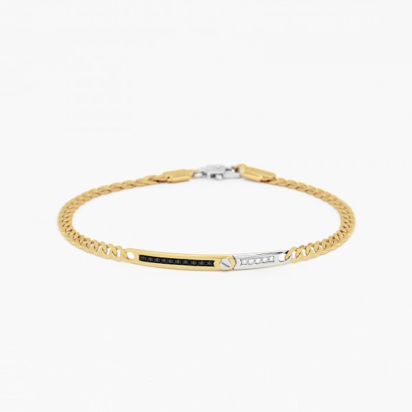 Yellow gold men's bracelet, embellished with a central plate.