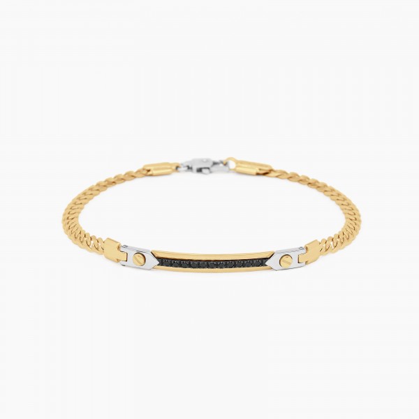 Bracciale da uomo in oro giallo con piastra centrale.