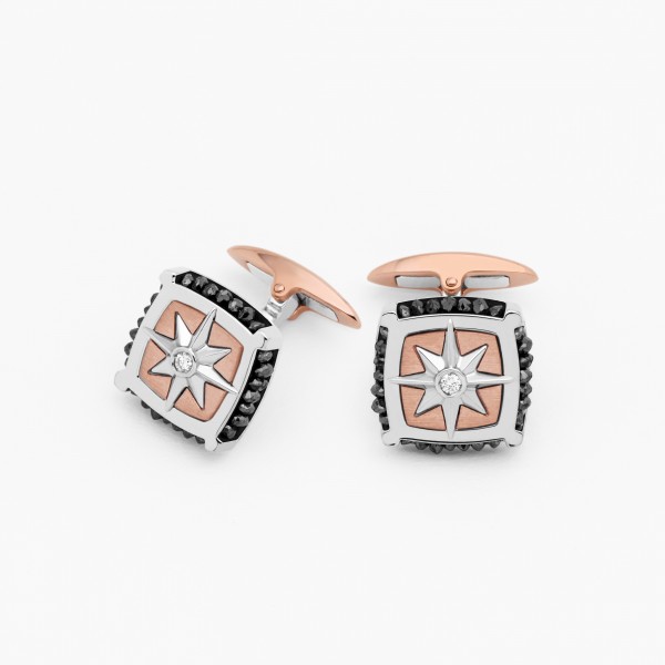 Gold men's square cufflinks.