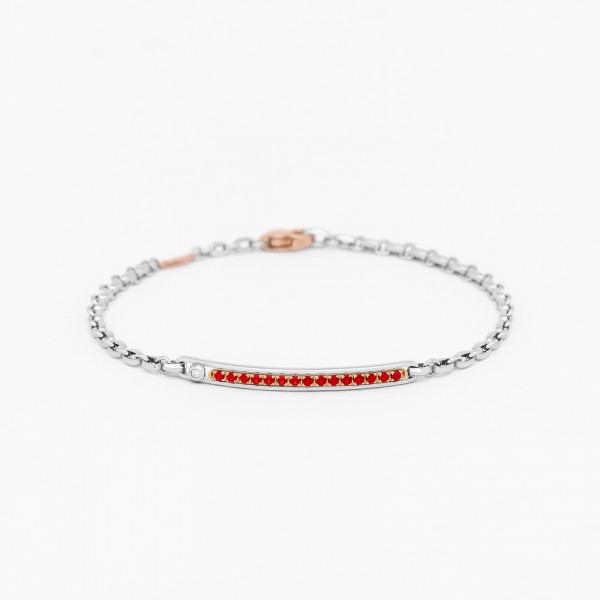 White gold men's bracelet with central plate.