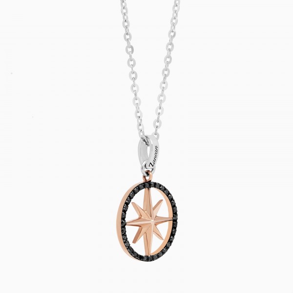 Collana da uomo dal design minimal con pendente rosa dei venti.