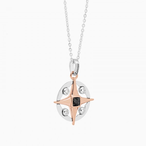 Rose gold men's necklace, rose wind iconic pendant.