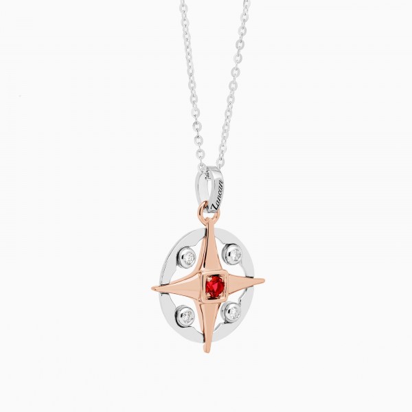 Rose gold men's necklace, rose wind iconic pendant.