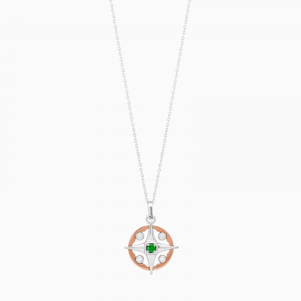 Rose gold men's necklace, rose wind iconic pendant.