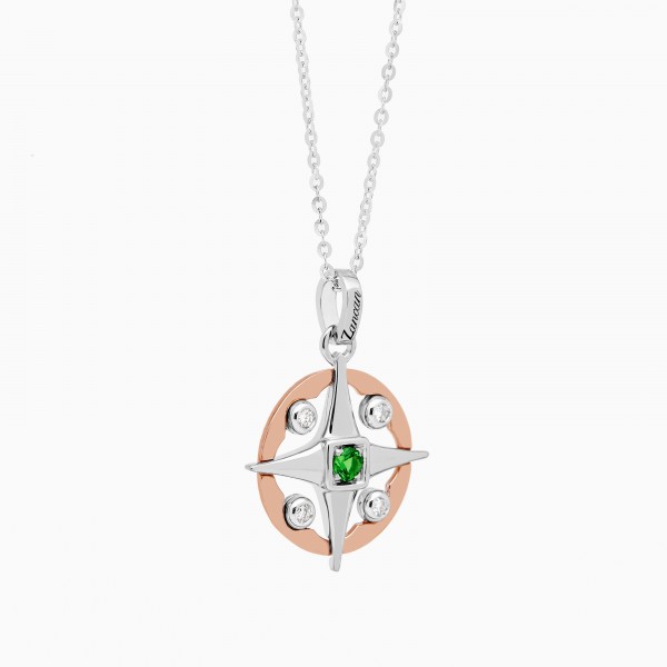 Rose gold men's necklace, rose wind iconic pendant.