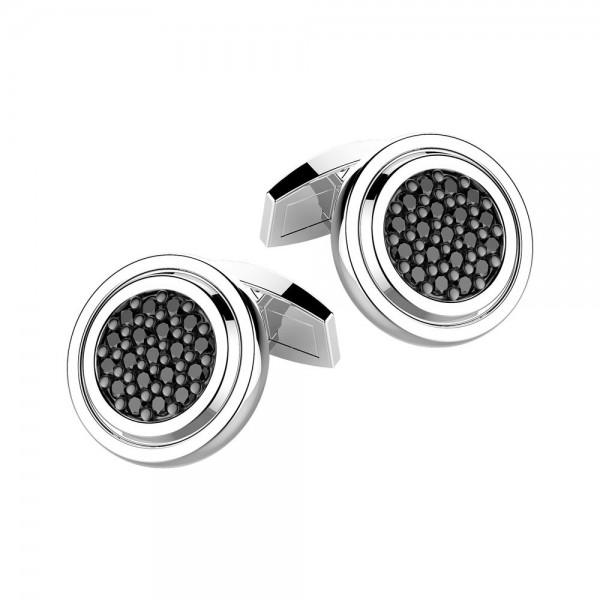 Silver round cufflinks.