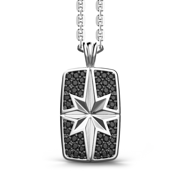 Collana Zancan in argento a targa con pietre nere.