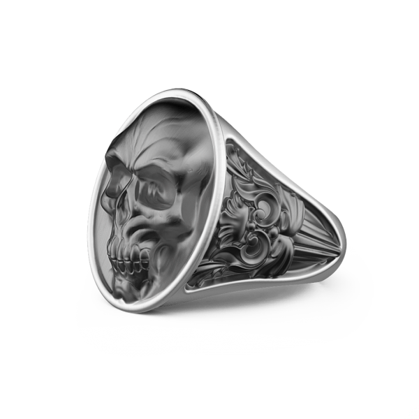 Anello Zancan in argento con teschio evanescente.