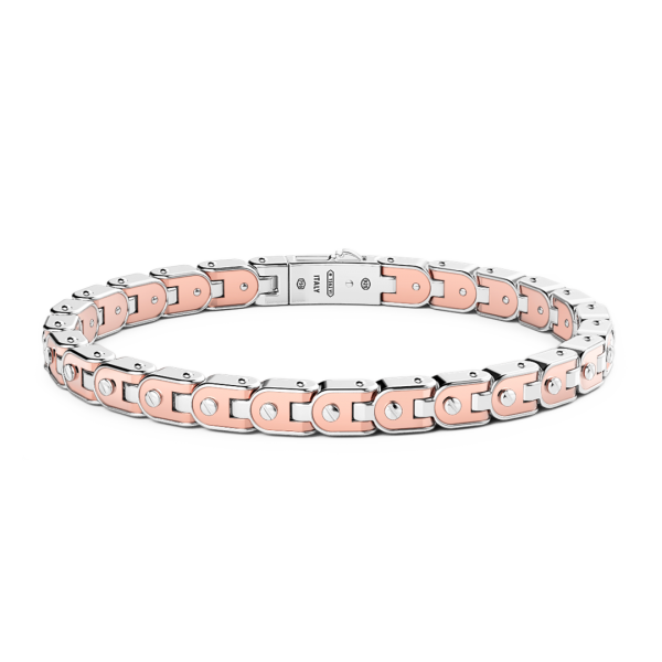 Bracciale da uomo Zancan in argento e oro rosa.