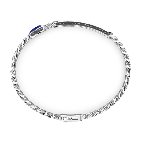 Bracciale grumette Zancan in argento con targa e pietra blu.