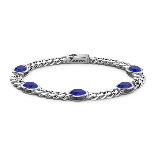 Bracciale a grumetta Zancan in argento con pietre blu.