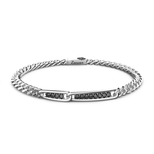 Bracciale grumetta Zancan in argento con pietre nere.