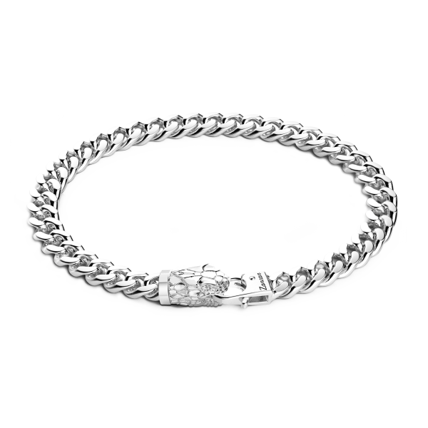 Bracciale a grumetta Zancan in argento con chiusura a testa di serpente.