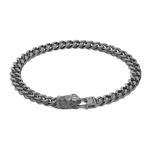 Bracciale a grumetta Zancan in argento con chiusura a testa di serpente.