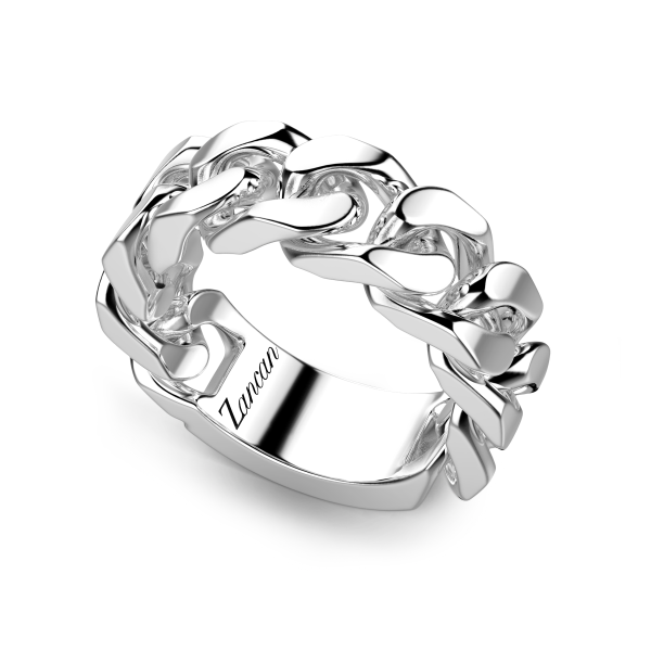 Zancan silver curb chain ring.