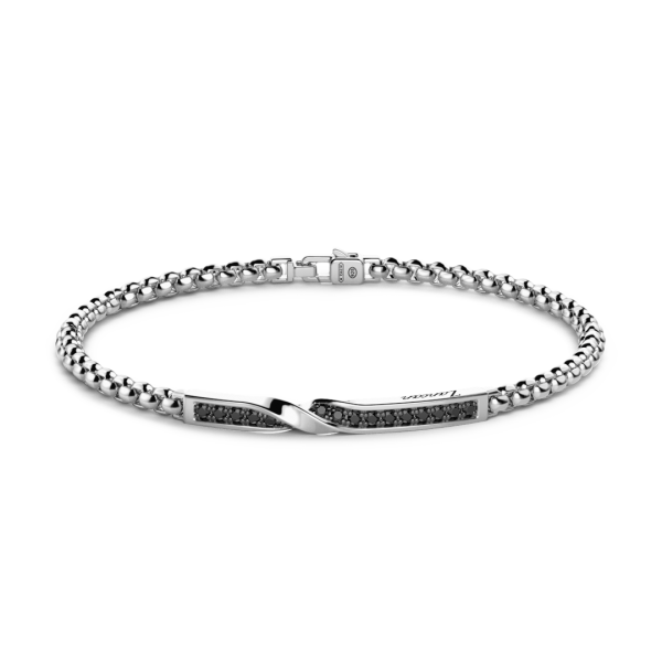 Bracciale Zancan in argento con targa e pietre nere