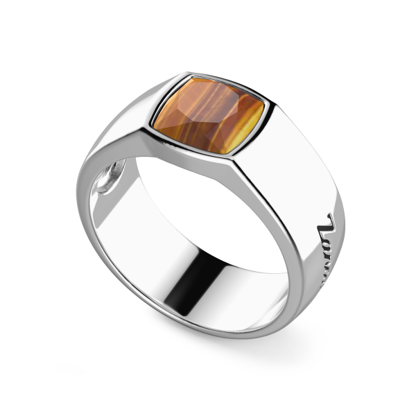 Silver ring with natural tiger's eyestone.