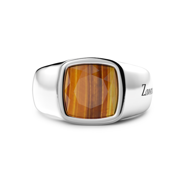 Silver ring with tiger's eye.