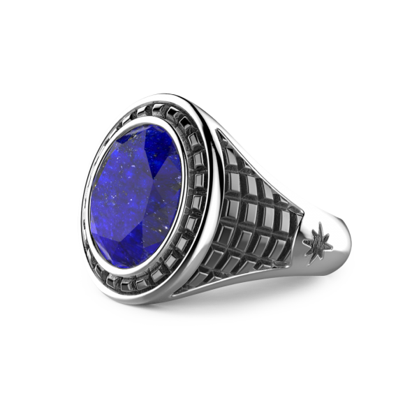 Anello chevalier Zancan in argento con Lapis.