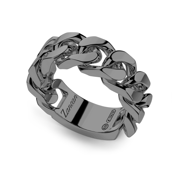 Zancan silver curb chain ring.