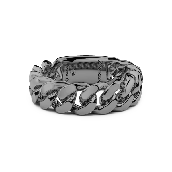 Zancan silver curb chain ring.