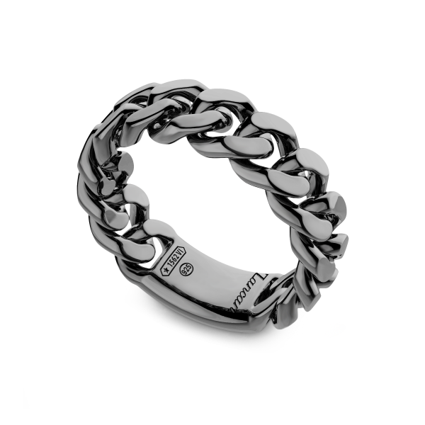 Zancan silver curb chain ring.